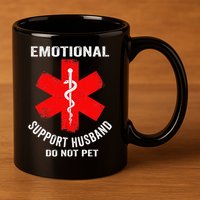 Emotional Support Husband Do Not Pet 11oz C Handle Ceramic Mug