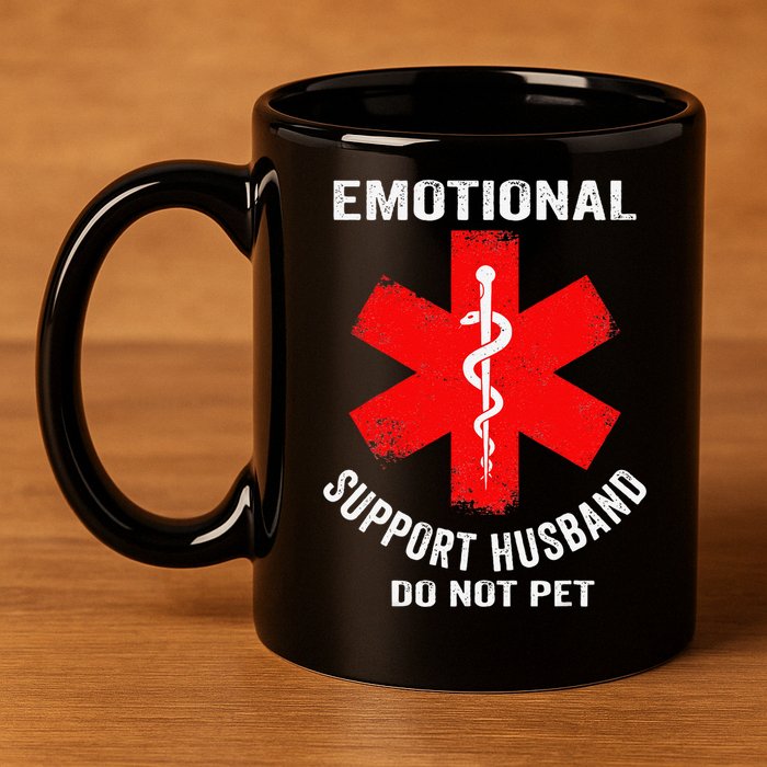 Emotional Support Husband Do Not Pet 11oz C Handle Ceramic Mug