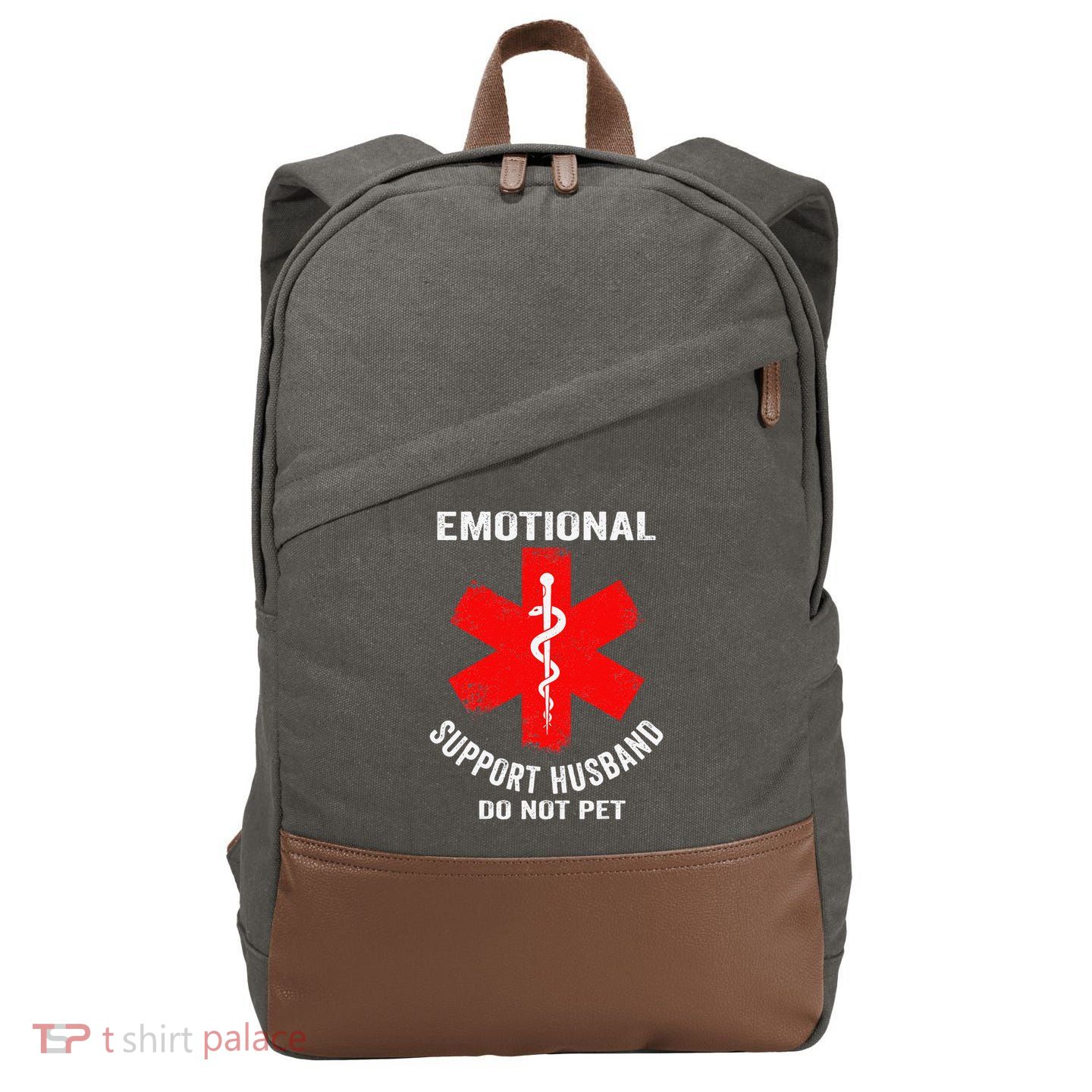 Emotional Support Husband Do Not Pet Cotton Canvas Backpack