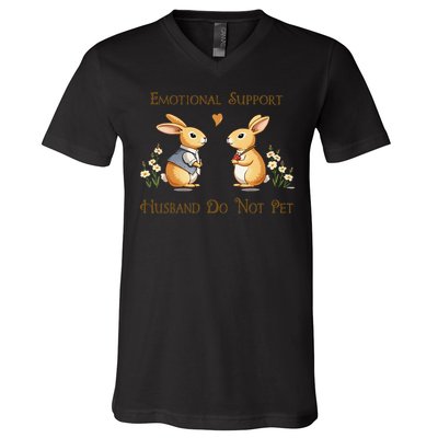 Emotional Support Husband Do Not Pet Husband Quotes For Him V-Neck T-Shirt