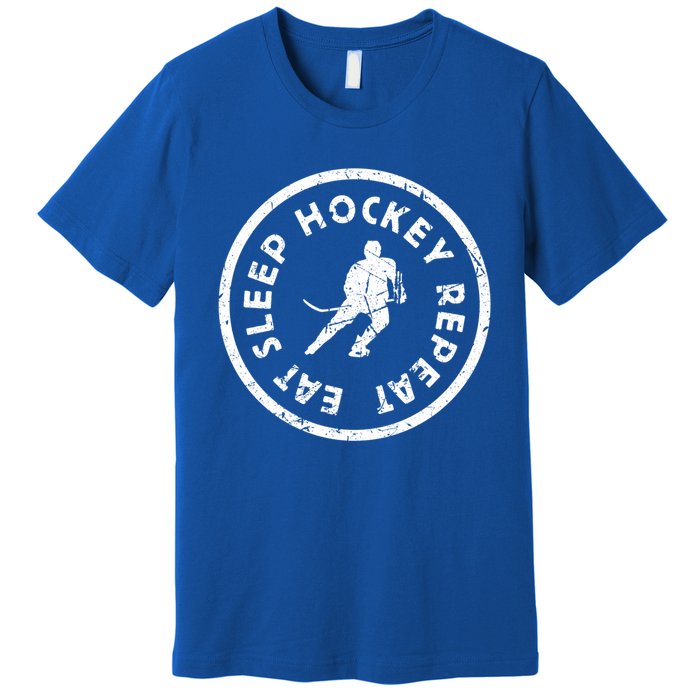 Eat Sleep Hockey Repeat Player Athlete Motivation Team Gift Premium T-Shirt