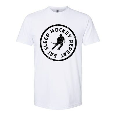 Eat Sleep Hockey Repeat Player Athlete Motivation Team Gift Softstyle CVC T-Shirt