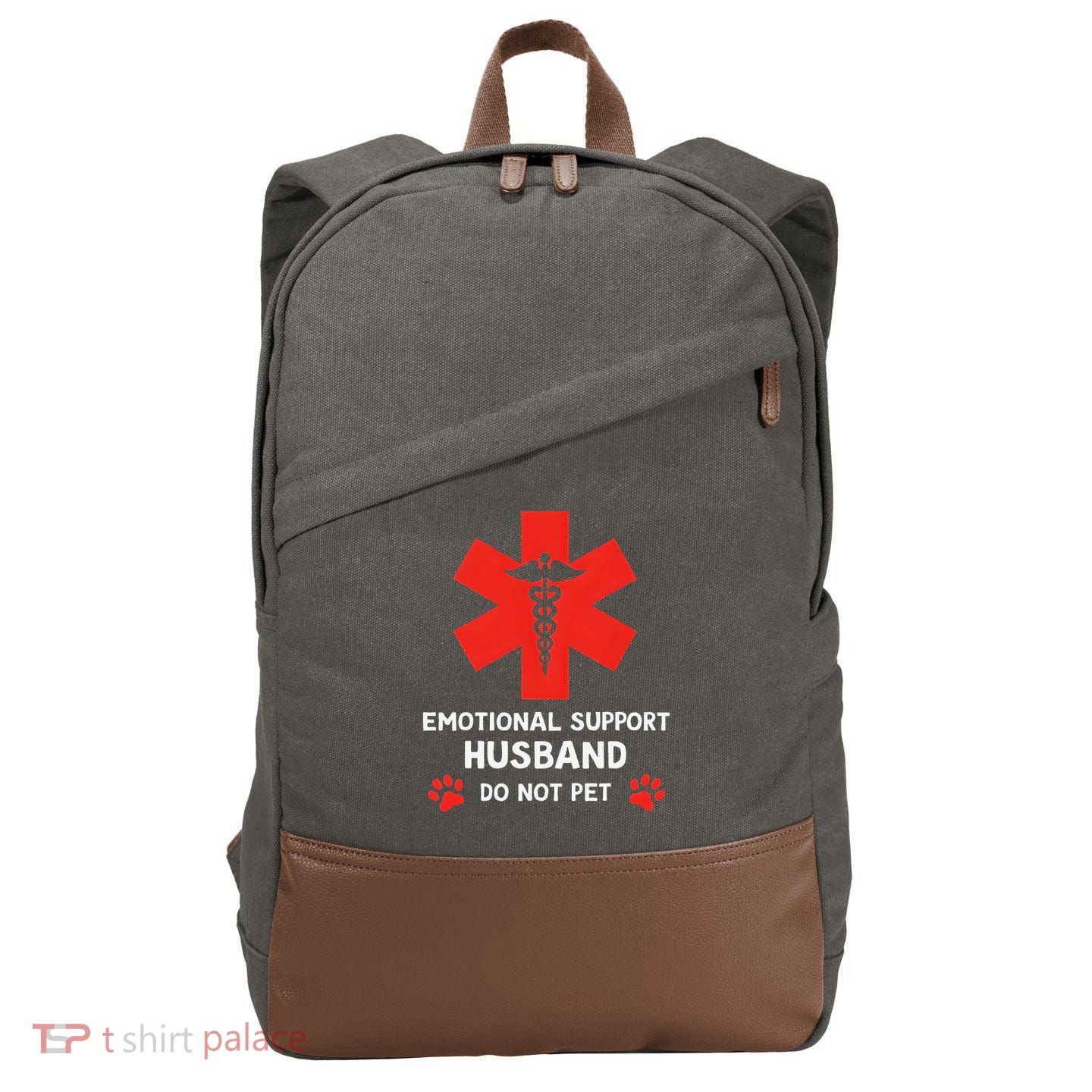 Emotional Support Husband Do Not Pet Cotton Canvas Backpack