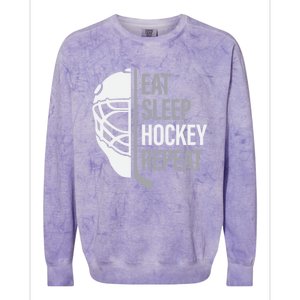 Eat Sleep Hockey Repeat Player Fan Graphic Cool Gift Colorblast Crewneck Sweatshirt