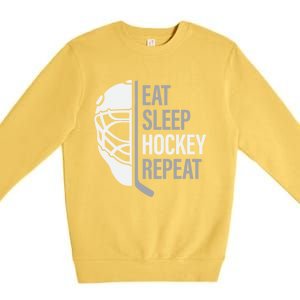 Eat Sleep Hockey Repeat Player Fan Graphic Cool Gift Premium Crewneck Sweatshirt