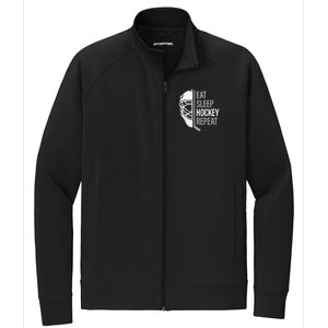 Eat Sleep Hockey Repeat Player Fan Graphic Cool Gift Stretch Full-Zip Cadet Jacket