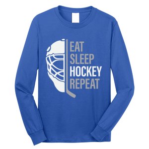 Eat Sleep Hockey Repeat Player Fan Graphic Cool Gift Long Sleeve Shirt