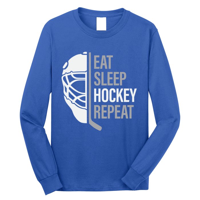 Eat Sleep Hockey Repeat Player Fan Graphic Cool Gift Long Sleeve Shirt