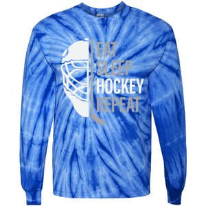 Eat Sleep Hockey Repeat Player Fan Graphic Cool Gift Tie-Dye Long Sleeve Shirt