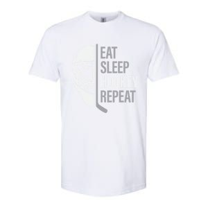 Eat Sleep Hockey Repeat Player Fan Graphic Cool Gift Softstyle CVC T-Shirt