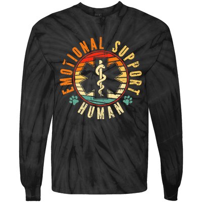 Emotional Support Human Retro Service Animal Dog Tie-Dye Long Sleeve Shirt