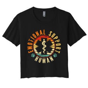 Emotional Support Human Retro Service Animal Dog Women's Crop Top Tee