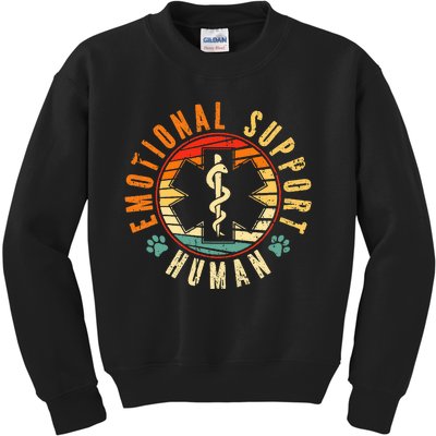 Emotional Support Human Retro Service Animal Dog Kids Sweatshirt