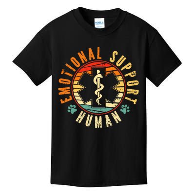 Emotional Support Human Retro Service Animal Dog Kids T-Shirt