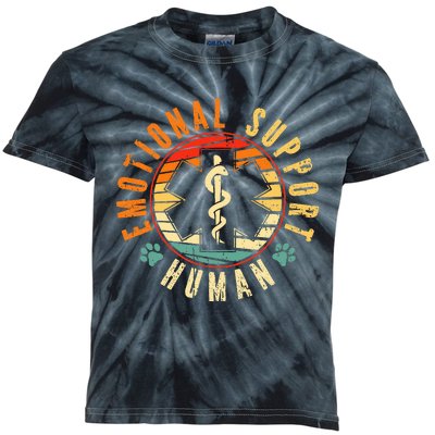 Emotional Support Human Retro Service Animal Dog Kids Tie-Dye T-Shirt