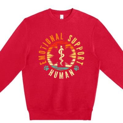 Emotional Support Human Retro Service Animal Dog Premium Crewneck Sweatshirt