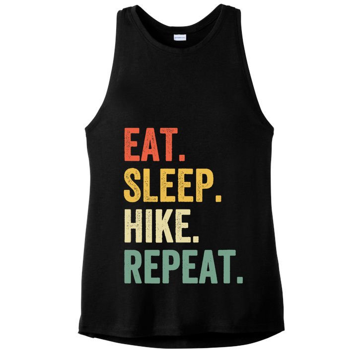 Eat Sleep Hike Repeat Funny Hiker Vintage Hiking Ladies PosiCharge Tri-Blend Wicking Tank