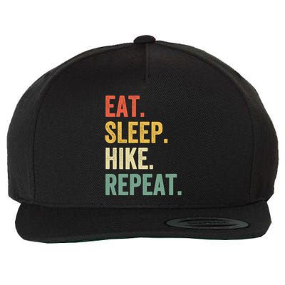 Eat Sleep Hike Repeat Funny Hiker Vintage Hiking Wool Snapback Cap