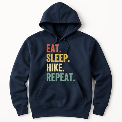 Eat Sleep Hike Repeat Funny Hiker Vintage Hiking Hoodie