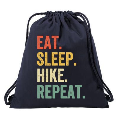 Eat Sleep Hike Repeat Funny Hiker Vintage Hiking Drawstring Bag