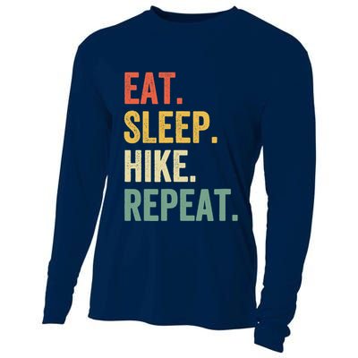 Eat Sleep Hike Repeat Funny Hiker Vintage Hiking Cooling Performance Long Sleeve Crew