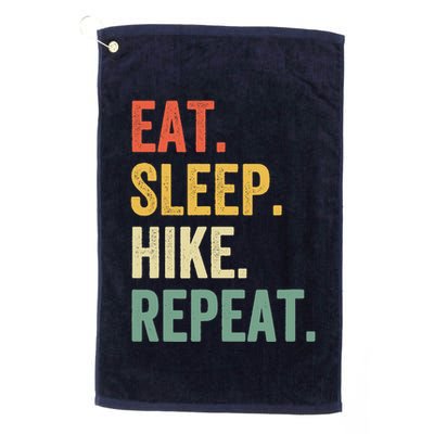 Eat Sleep Hike Repeat Funny Hiker Vintage Hiking Golf Towel