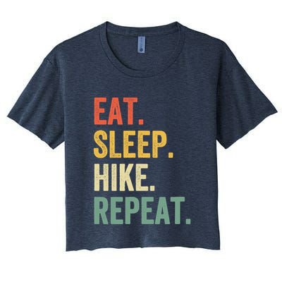 Eat Sleep Hike Repeat Funny Hiker Vintage Hiking Crop Top