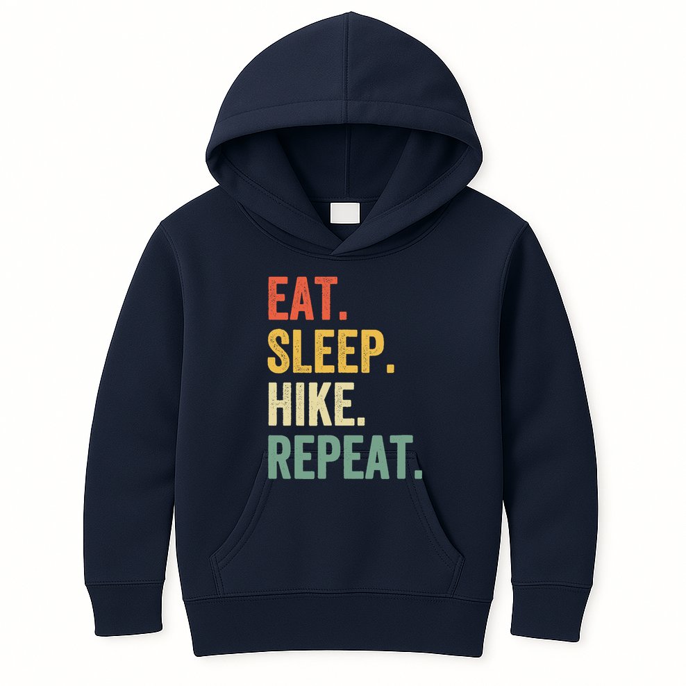 Eat Sleep Hike Repeat Funny Hiker Vintage Hiking Kids Hoodie