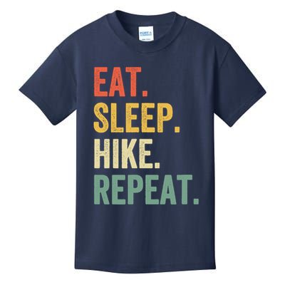 Eat Sleep Hike Repeat Funny Hiker Vintage Hiking Kids T-Shirt