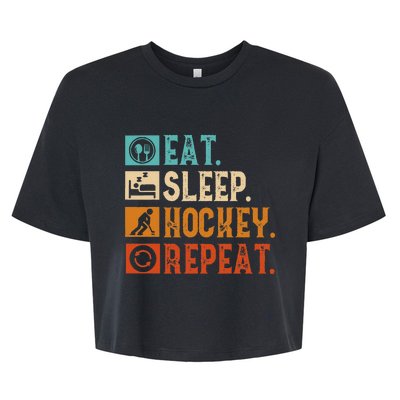 Eat Sleep Hockey Repeat Ice Hockey Bella+Canvas Jersey Crop Tee