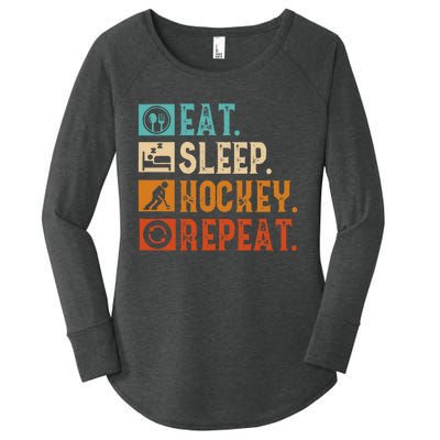 Eat Sleep Hockey Repeat Ice Hockey Women's Perfect Tri Tunic Long Sleeve Shirt