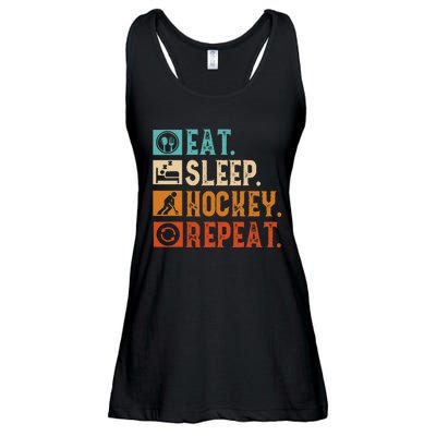 Eat Sleep Hockey Repeat Ice Hockey Ladies Essential Flowy Tank