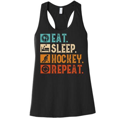 Eat Sleep Hockey Repeat Ice Hockey Women's Racerback Tank