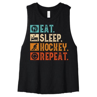 Eat Sleep Hockey Repeat Ice Hockey Women's Racerback Cropped Tank