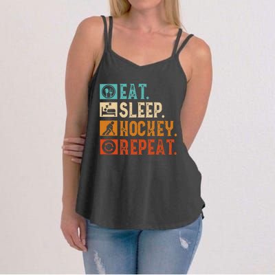 Eat Sleep Hockey Repeat Ice Hockey Women's Strappy Tank