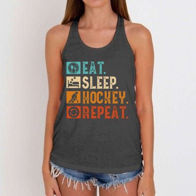 Eat Sleep Hockey Repeat Ice Hockey Women's Knotted Racerback Tank