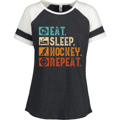 Eat Sleep Hockey Repeat Ice Hockey Enza Ladies Jersey Colorblock Tee