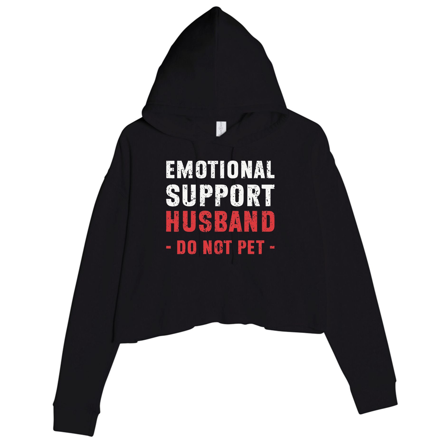 Emotional Support Husband Do Not Pet Funny Dad Husband Papa Crop Fleece Hoodie