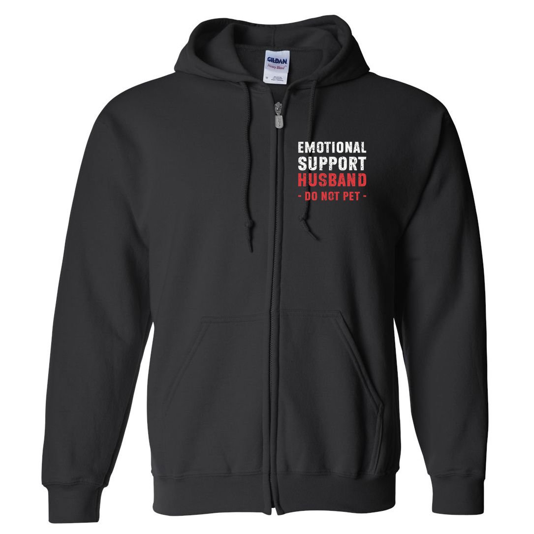 Emotional Support Husband Do Not Pet Funny Dad Husband Papa Full Zip Hoodie