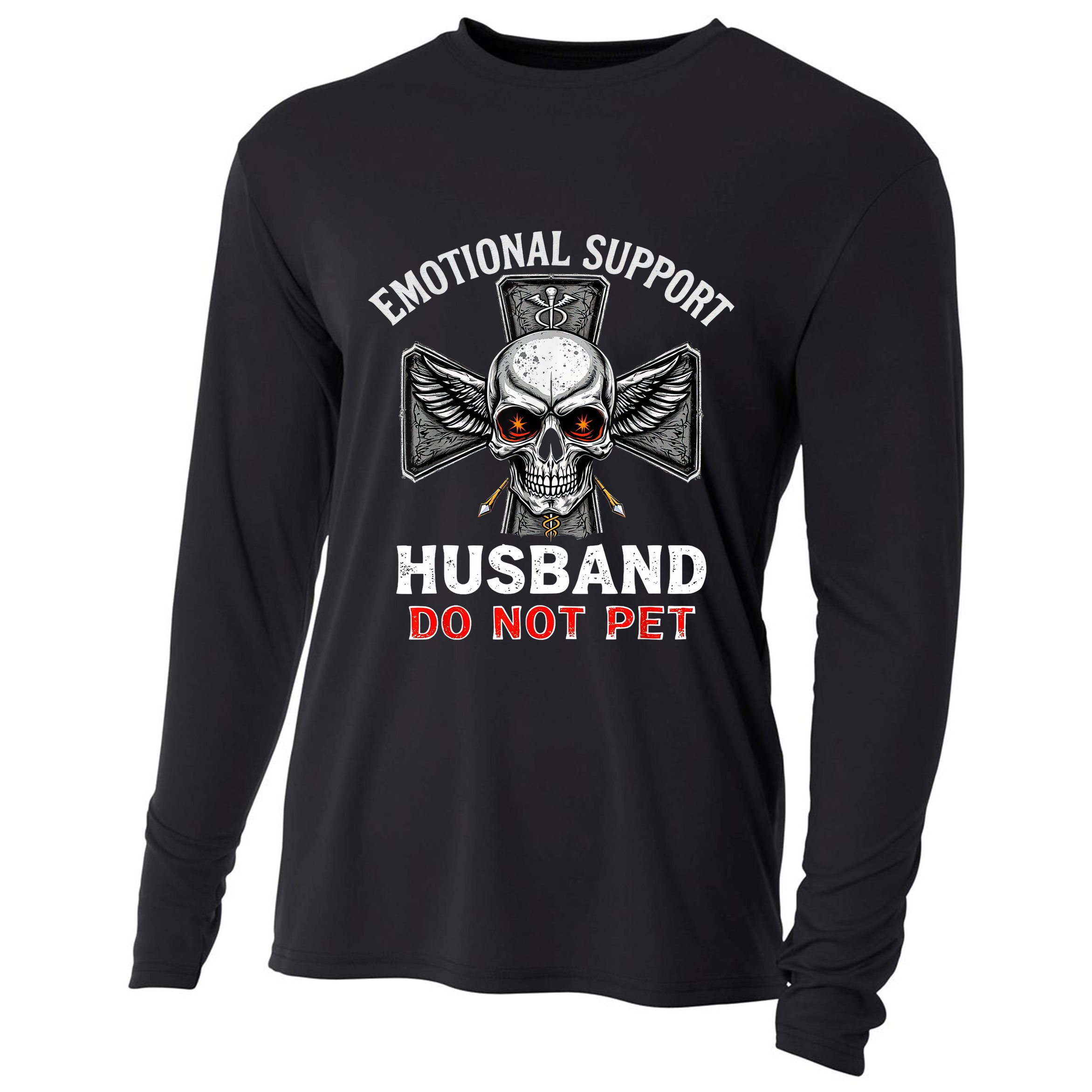 Emotional Support Husband Do Not Pet  Cooling Performance Long Sleeve Crew