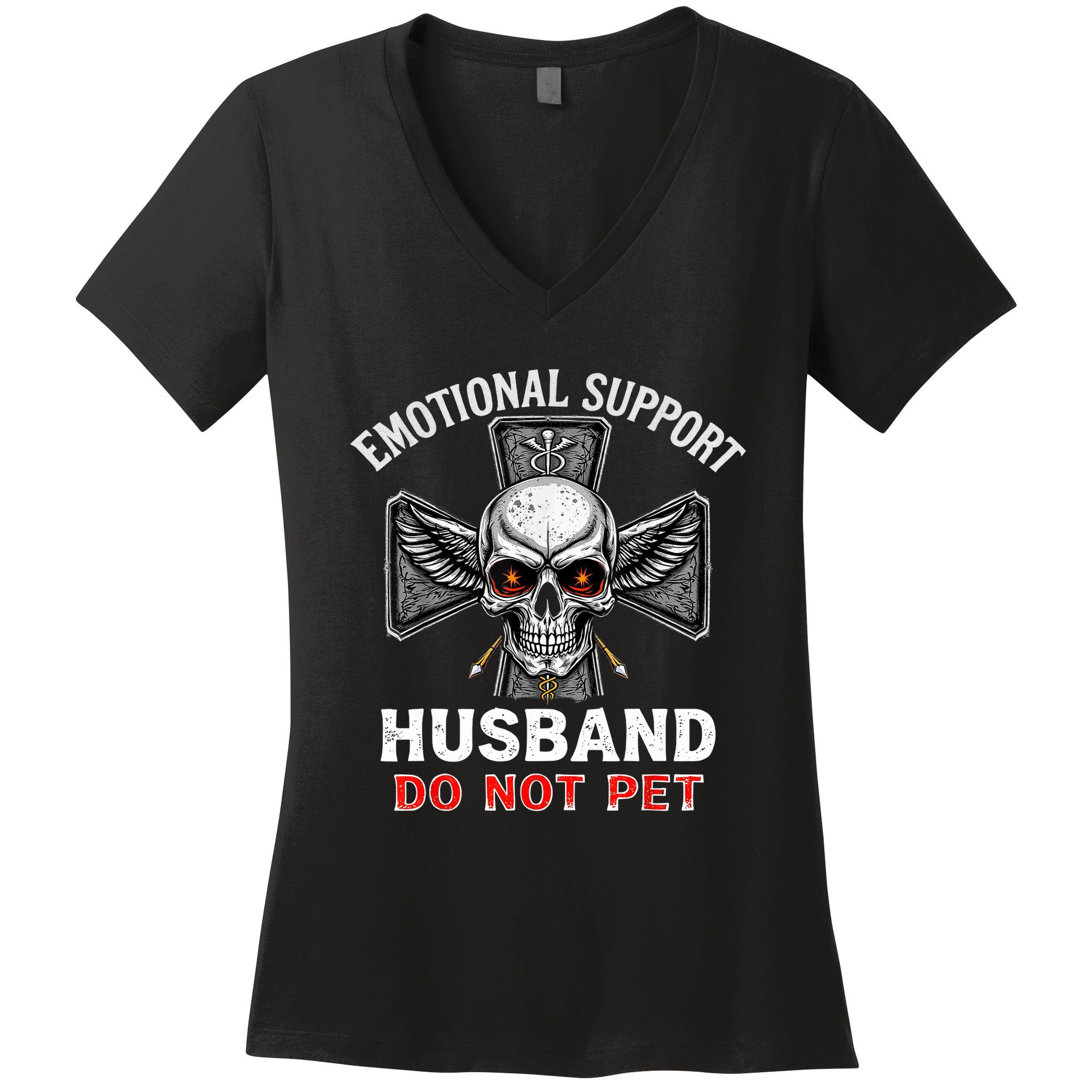 Emotional Support Husband Do Not Pet  Women's V-Neck T-Shirt