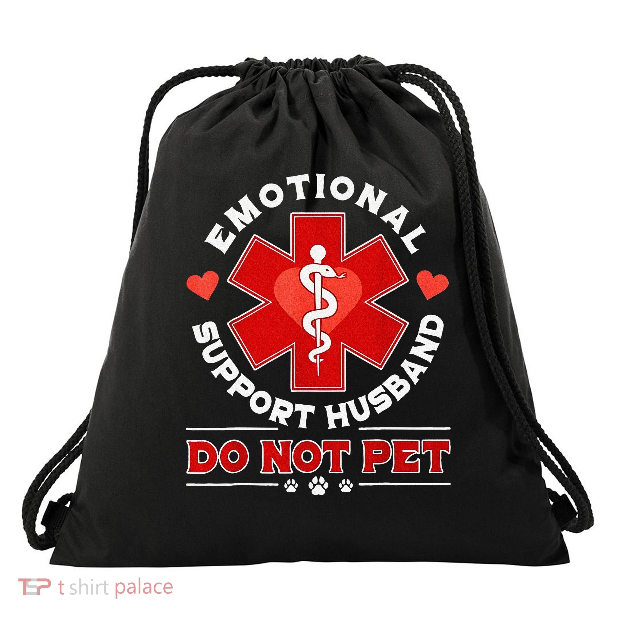 Emotional Support Husband Funny Do Not Pet Humor Drawstring Bag