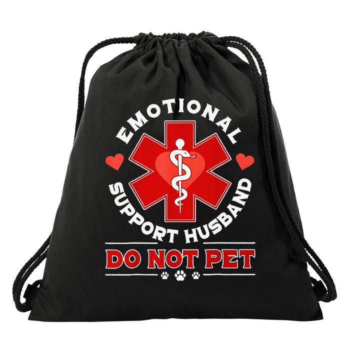Emotional Support Husband Funny Do Not Pet Humor Drawstring Bag