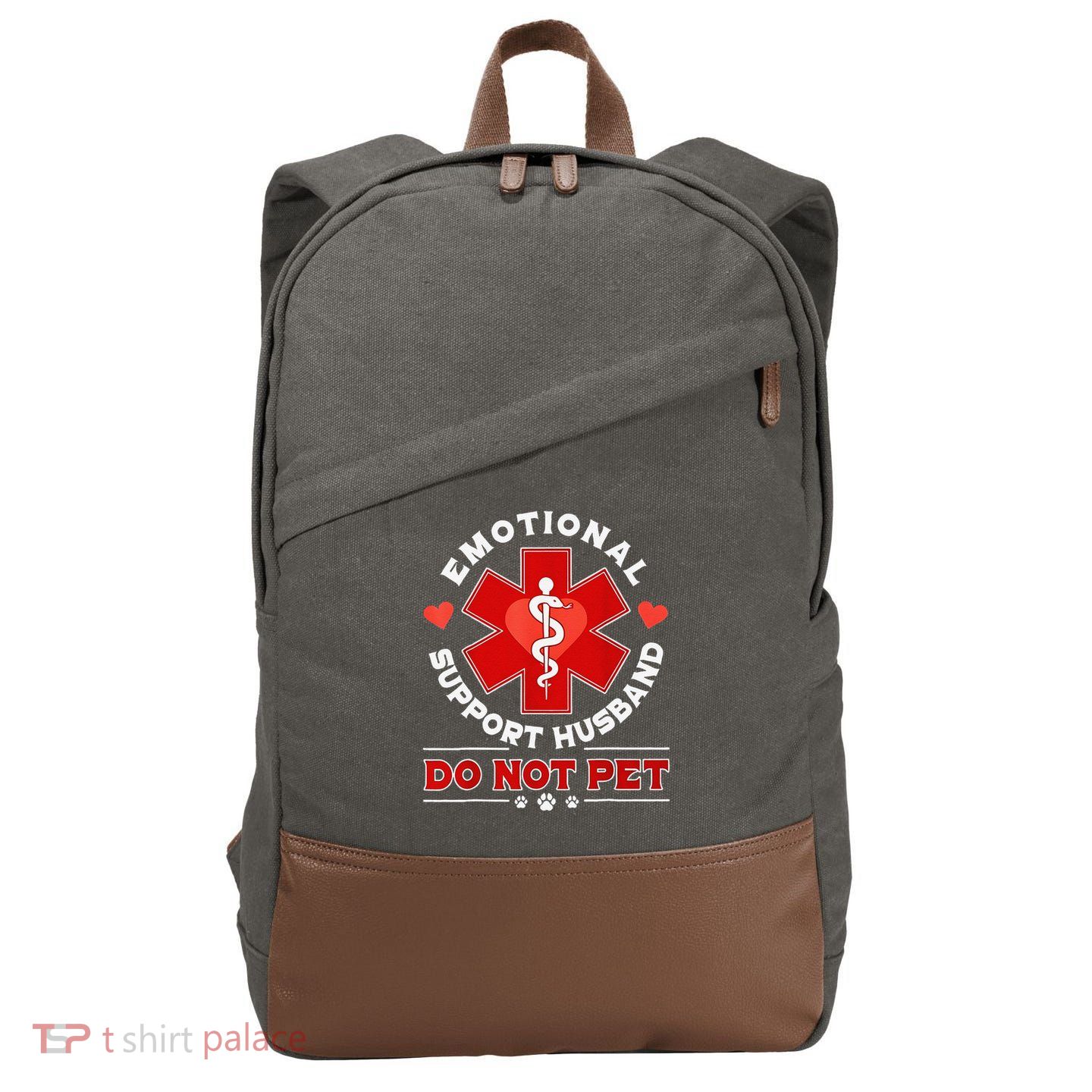 Emotional Support Husband Funny Do Not Pet Humor Cotton Canvas Backpack