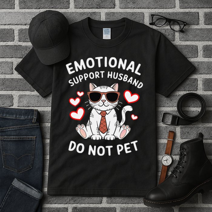 Emotional Support Husband Do Not Pet Funny Cat Tall T-Shirt