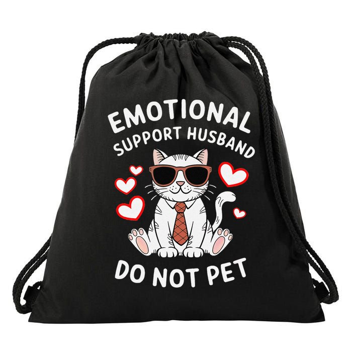 Emotional Support Husband Do Not Pet Funny Cat Drawstring Bag