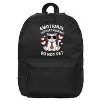 Emotional Support Husband Do Not Pet Funny Cat 16 in Basic Backpack