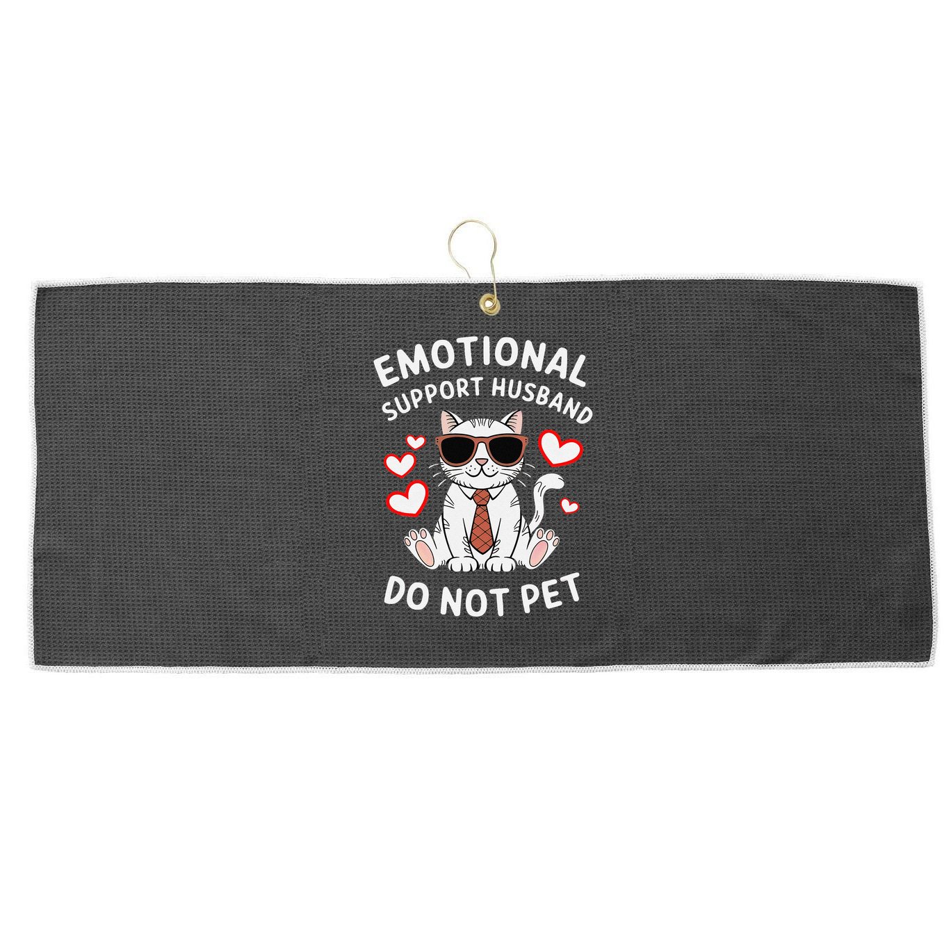 Emotional Support Husband Do Not Pet Funny Cat Large Microfiber Waffle Golf Towel