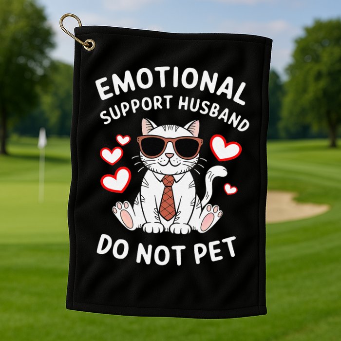 Emotional Support Husband Do Not Pet Funny Cat Golf Towel