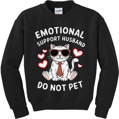 Emotional Support Husband Do Not Pet Funny Cat Kids Sweatshirt